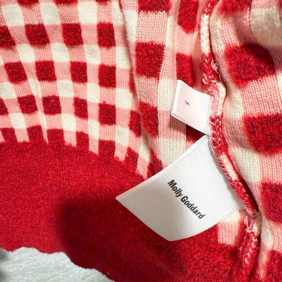 MOLLY GODDARD Red and White Checkered Cardigan - Picture 9 of 11